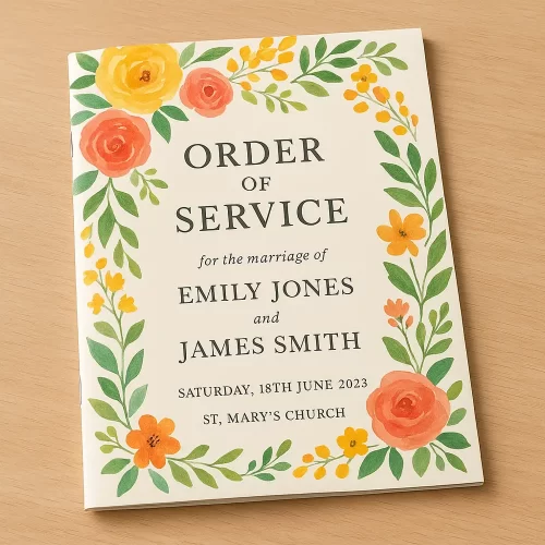 Order of service saddle stitch booklet