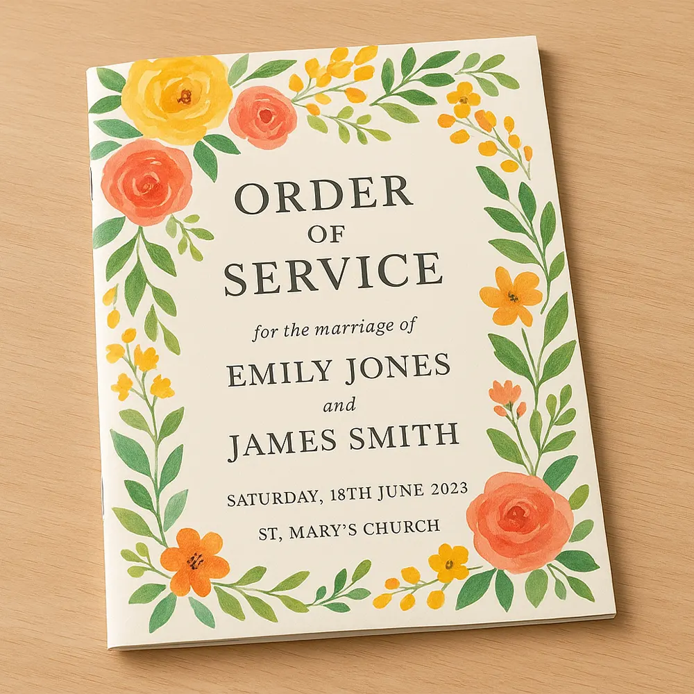 Order of service saddle stitch booklet