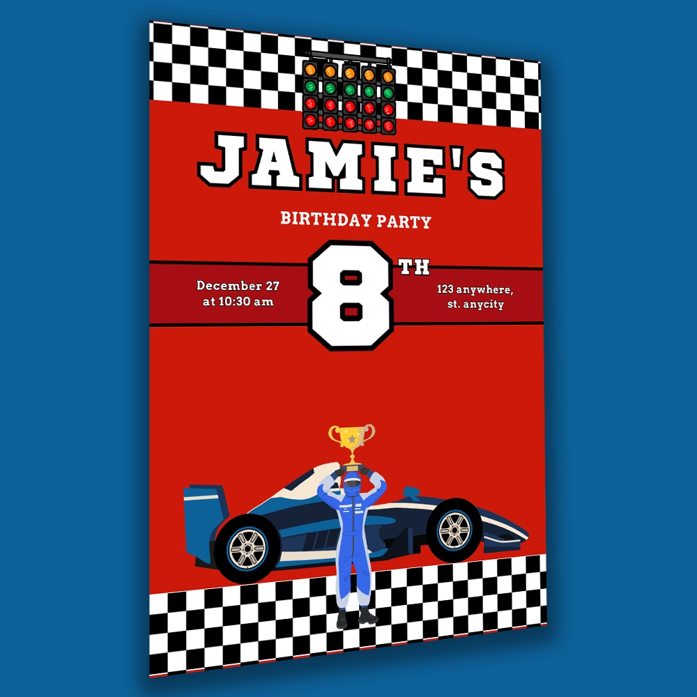 Racing Car Driver Birthday Invitations