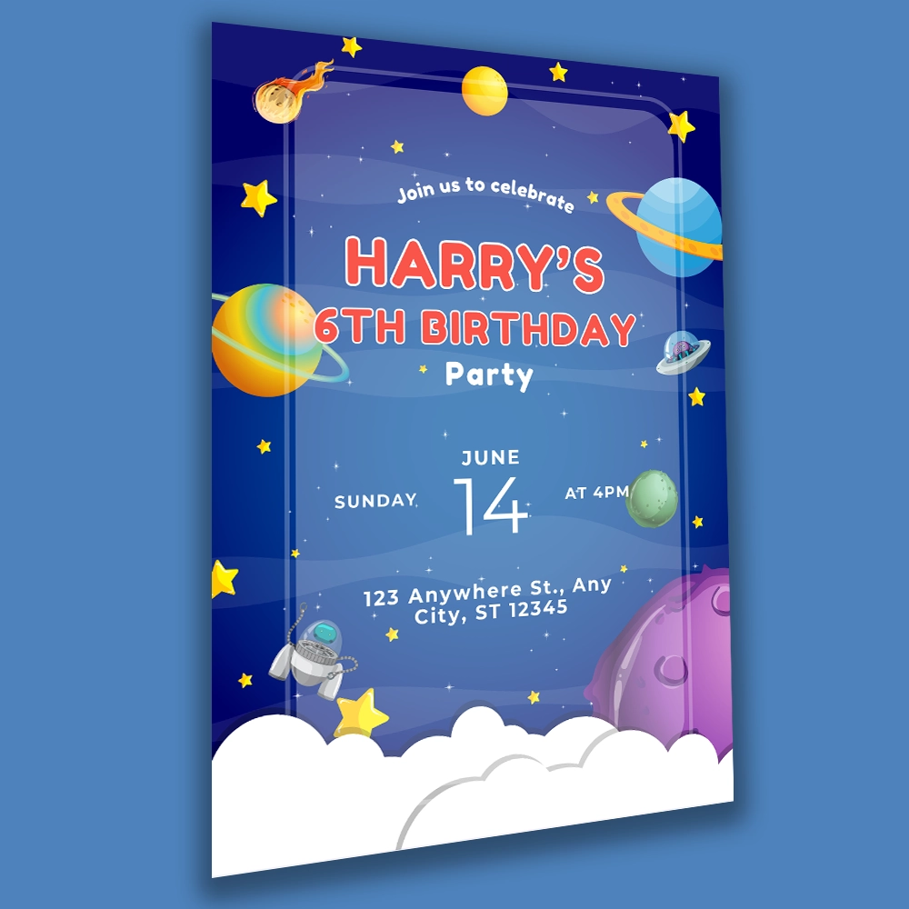 Space Planets Birthday Invitations